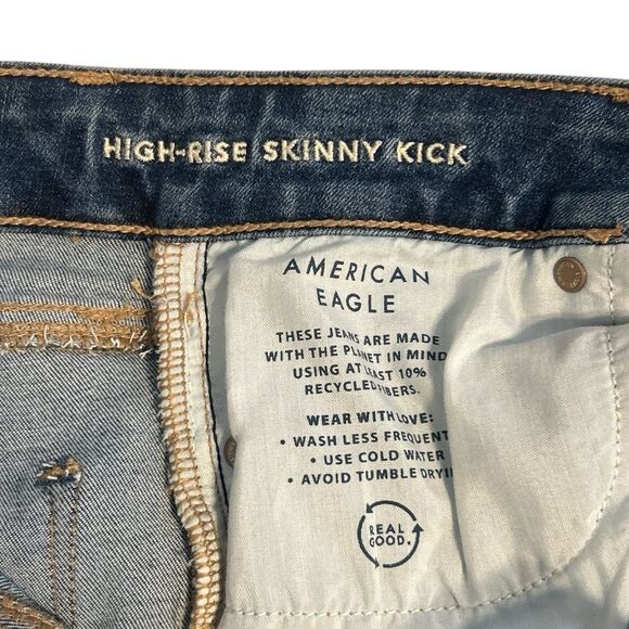 American Eagle Next Level High-Waisted Skinny Kick Jeans Blue Size 2 - Picture 13 of 16